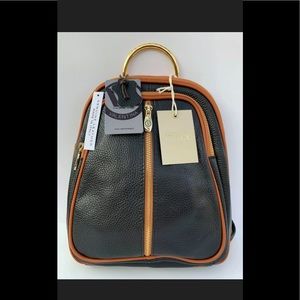 Valentina Leather Double Entry Dome Backpack NWT